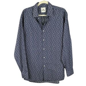 Ben Sherman Men's Cotton Navy Micro Floral Casual Button Down Long Sleeve Shirt